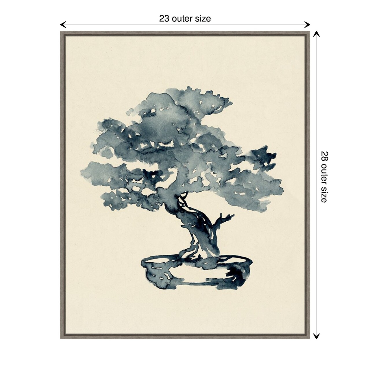 Indigo Bonsai Tree III by Jacob Green Canvas Wall Art Print Framed
